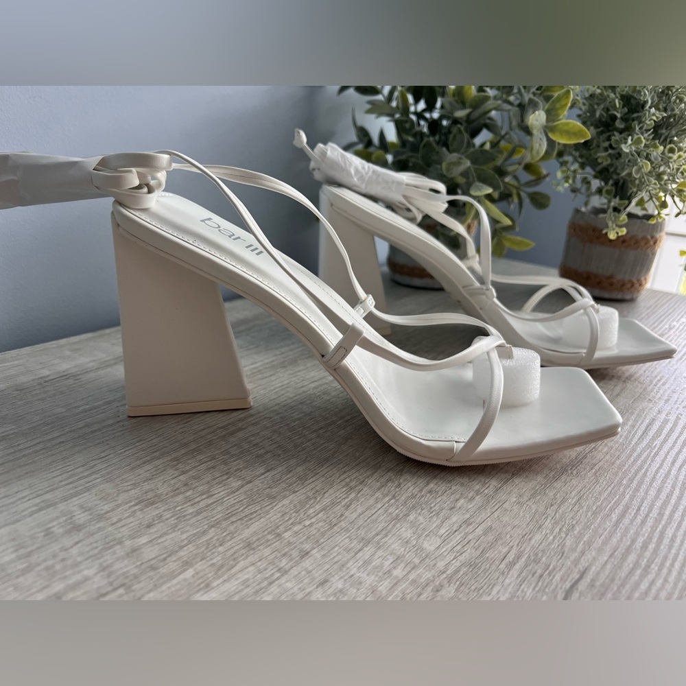 Bar III Women's Pink Alana Tie-up Geo-heel Sandals